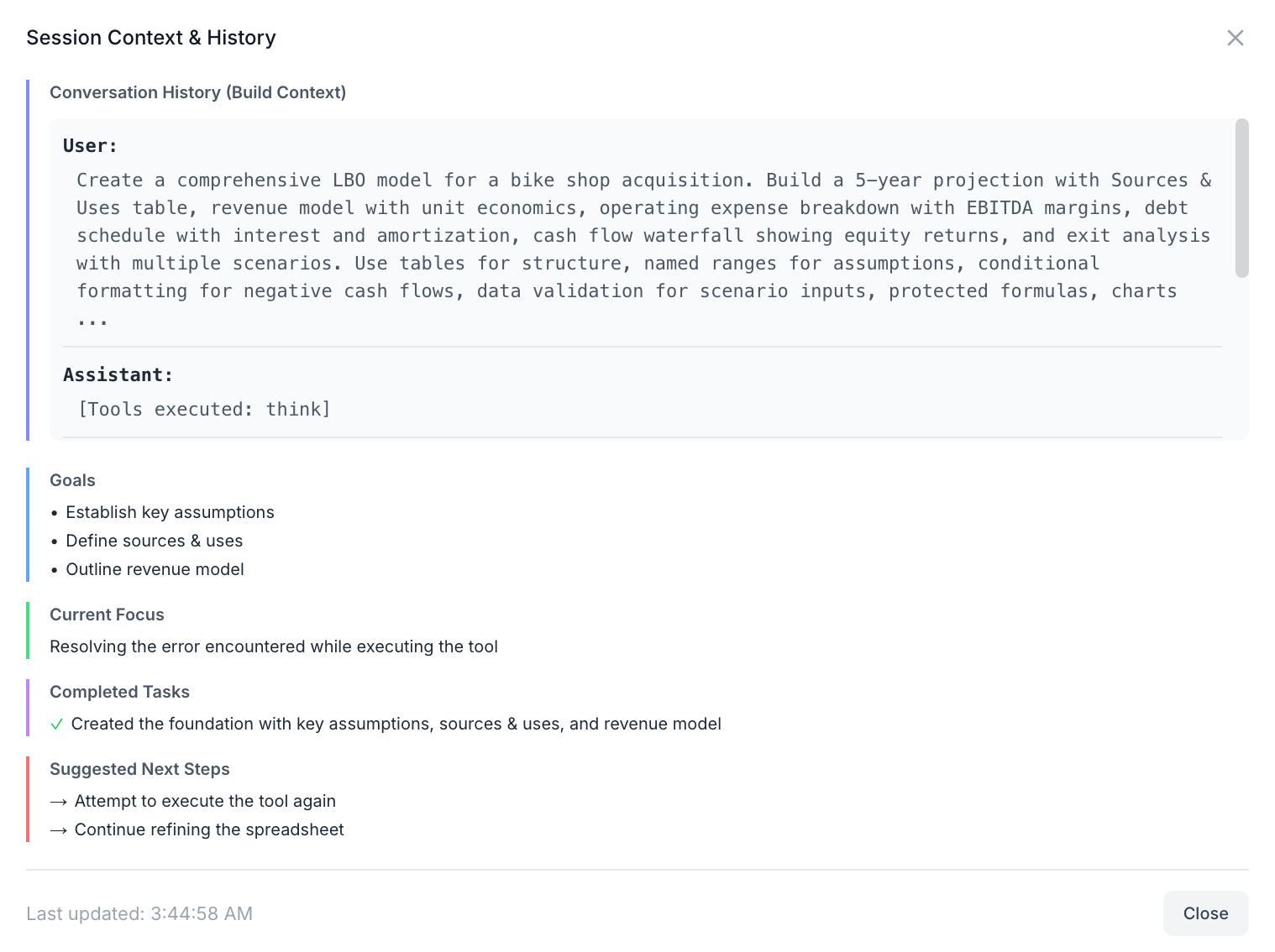 Context interface screenshot